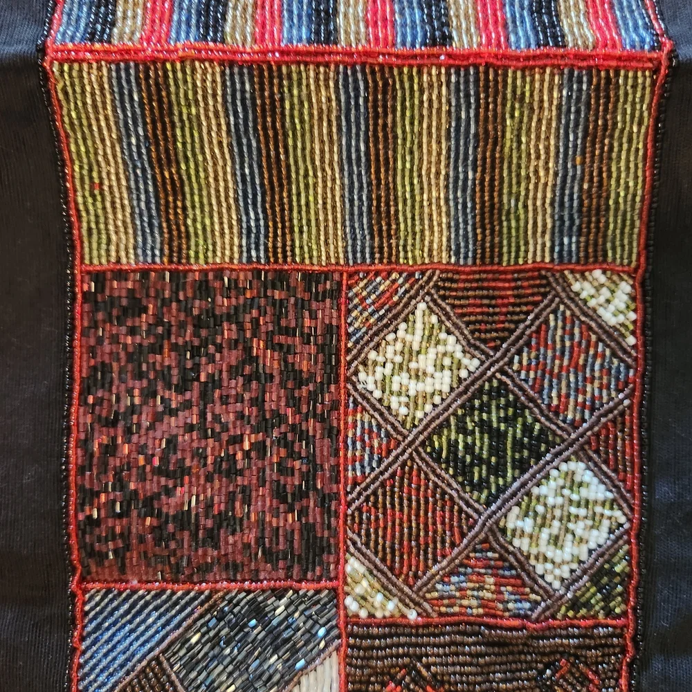 Pink and Black Quilted Table Runner with Diamond Patchwork